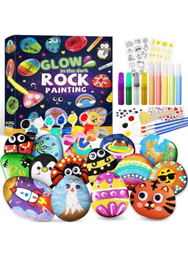 Klever Rock Painting Kit for Kids Glow In The Dark Rock Set DIY Arts Crafts Toys for Kids Birthday Party Gifts Toys Creative Fun Activities Art Kit - Image 1